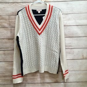 BROOKS BROTHERS RED FLEECE CRICKET/COLLEGE STYLE LAMBSWOOL SWEATER